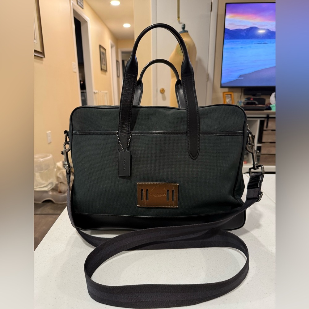 Coach Forest Green and Black Hamilton Briefcase Bag